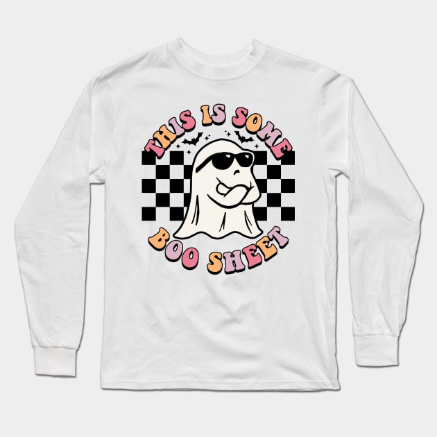 This Is Some Boo Sheet / Retro Halloween Long Sleeve T-Shirt by devilcat.art